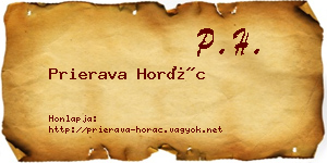Prierava Horác névjegykártya